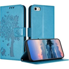 Coque Pour Iphone Se 2016 / Iphone 5/ 5s, Coque Portefeuille Housse Cuir Avec Porte Cartes Et Bequille Fermeture Magnetique Etui Pour Iphone Se 2016 - Bleu