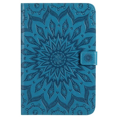 Coque Motif Flowers Relief Motif Pu Cuir Etui À Rabat Pour Ipad Mini 4 - Bleu