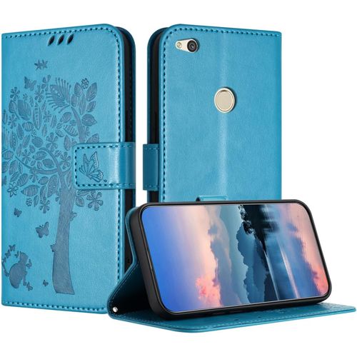 Coque Pour Huawei P8 Lite 2017, Coque Portefeuille Housse Cuir Avec Porte Cartes Et Bequille Fermeture Magnetique Etui Pour Huawei P8 Lite 2017 - Bleu