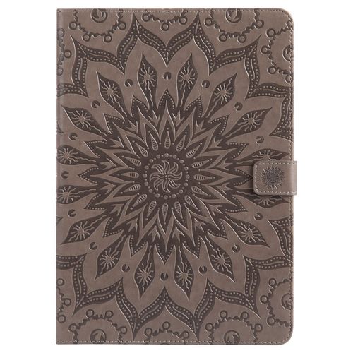 Coque Motif Flowers Relief Motif Pu Cuir Etui À Rabat Pour Ipad Pro 10.5 - Gris