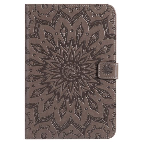Coque Motif Flowers Relief Motif Pu Cuir Etui À Rabat Pour Ipad Mini 4 - Gris