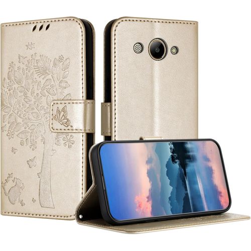 Coque Pour Huawei Y3 2017, Coque Portefeuille Housse Cuir Avec Porte Cartes Et Bequille Fermeture Magnetique Etui Pour Huawei Y3 2017 - Or