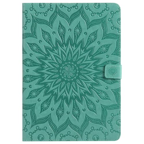 Coque Motif Flowers Relief Motif Pu Cuir Etui À Rabat Pour Ipad Pro 10.5 - Vert