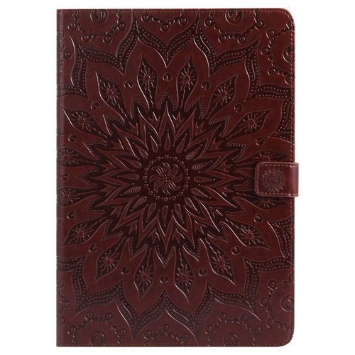 Coque Motif Flowers Relief Motif Pu Cuir Etui À Rabat Pour Ipad Pro 10.5 - Marron