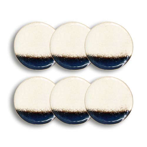 Lot De 6 Assiettes Plates En Grès Blanc 27,5cm
