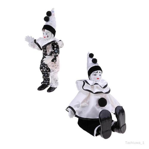 Tachiuwa 2x 23cm Funny Polka Dots Vêtements Clown Man Doll Ornements De Noël Cadeau