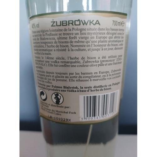 Bouteille De Vodka Zubrowka 700ml 40°