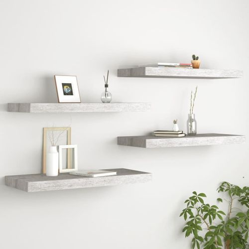 Vidaxl Étagères Murales Flottantes 4 Pcs Gris Béton 60x23,5x3,8 Cm Mdf