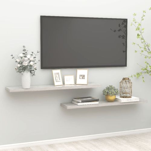 Vidaxl Étagères Murales Flottantes 2 Pcs Gris Béton 120x23,5x3,8cm Mdf