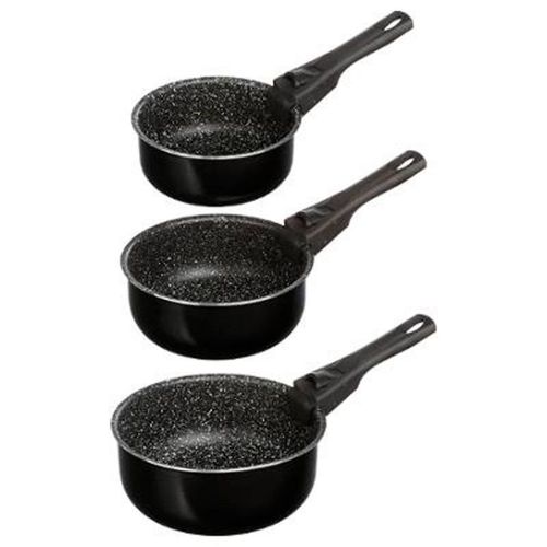 Lot De 3 Casseroles Poignée Amovible "Pierre" 20cm Noir