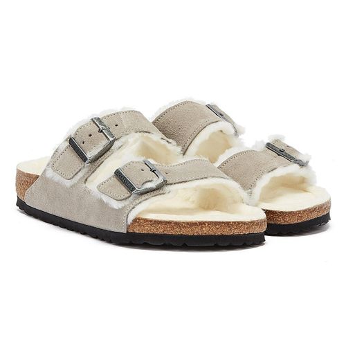 Birkenstock Arizona Shearling Sandales Grises Pour
