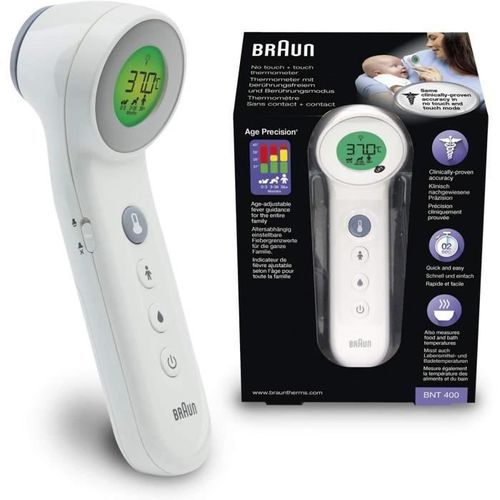 Braun Bnt400ee No Touch + Touch Thermomètre Avec Précision D'âge