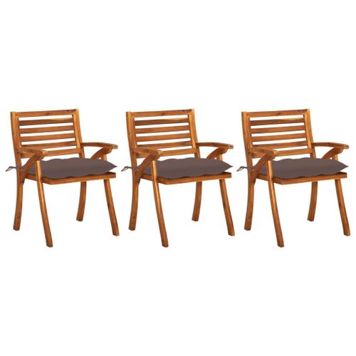 Vidaxl Chaises À Manger De Jardin Avec Coussins Lot De 3 Acacia Massif