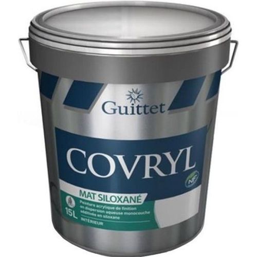 GUITTET - Peinture Guittet Covryl Mat siloxané murs et plafonds très couvrante - Couleur:Blanc Conditionnement:15L