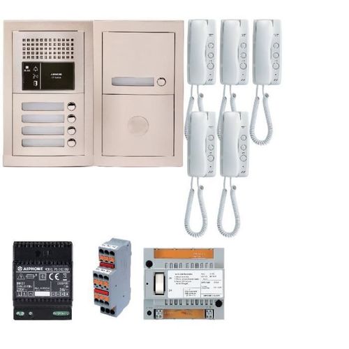 Pack audio GTBA5E avec 5 boutons et 5 postes GT1D préprogrammés, plat ine, de rue encastrée - AIPHONE '' - GTBA5E.