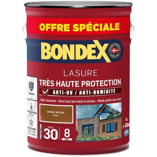BONDEX - Bondex Lasure Très haute protection satin 8 ans - Couleur:Chêne moyen Conditionnement:5L + 20%