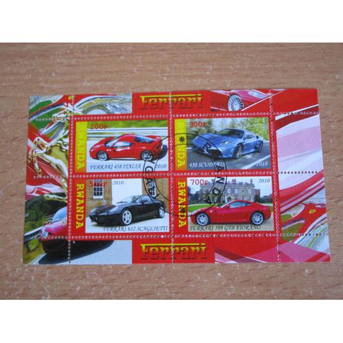 Bloc De 4 Timbres Ferrari 2010 Rwanda