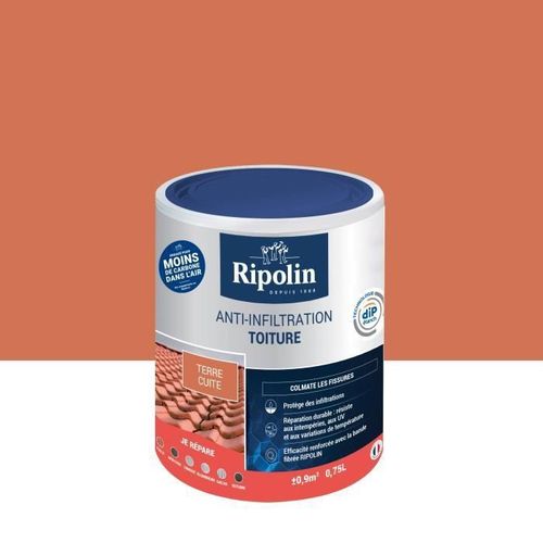 Peinture Revêtement Anti-Infiltration Toiture - 0,75L - Terre Cuite - Ripolin
