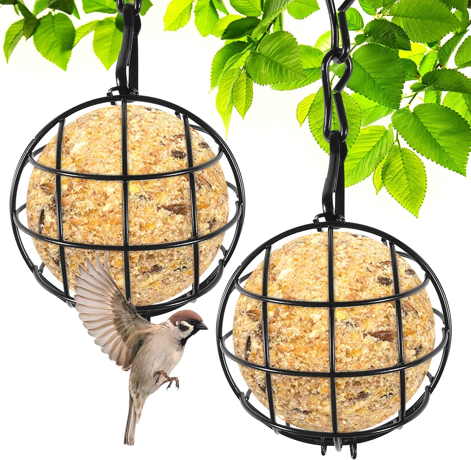 2pcs Mangeoire Oiseaux,Mangeoires Oiseaux À Suspendre,Métal Boule D...