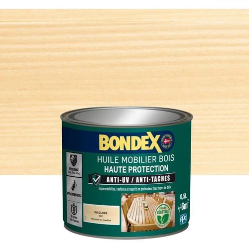 Huile pour bois protection extrême meubles et tous bois extérieur incolore 0,5L Bondex