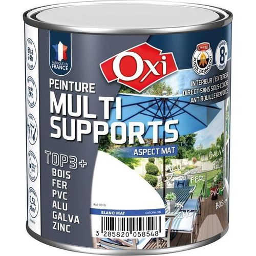 PEINTURE MULTI SUPPORTS TOP 3+ BLANC MAT RAL 9010 0.5L