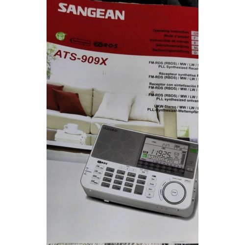 Guide mode d'emploi pour le poste radio FM RDS Sangean ATS-909X récepteur synthétisé PLL FM-RDS (RBDS) MW LW SW dans les langues suivantes : Anglais, français, espagnol, néerlandais, danois.