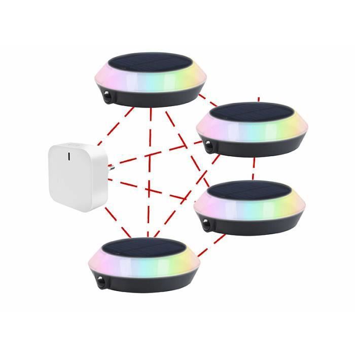 4 Lampes Solaires D'extérieur, Led Rgb-Cct, Pir, Passerelle Wlan, App