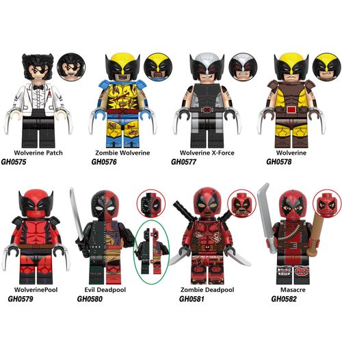 Lot de 8 Personnages LEGO Deadpool et Wolverine