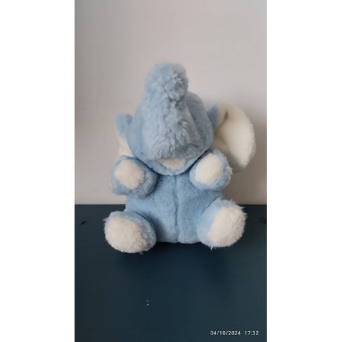 S/ Peluche Doudou Éléphant Bleu Et Blanc Bebisol