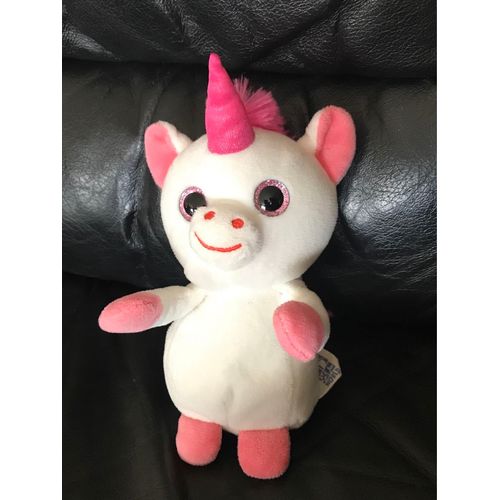 Peluche Licorne Blanc Rose Yeux Brillants Petjes World 15 Cm