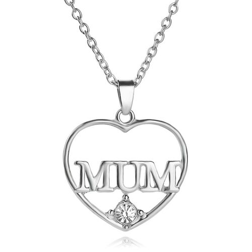 Collier Coeur De Mère Alliage De Zinc/Strass Argent