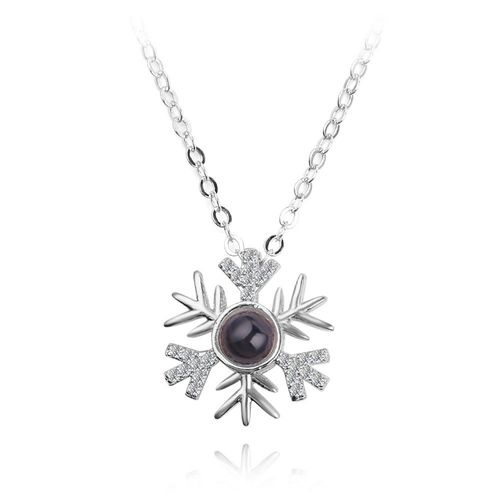 Collier Flocon De Neige Avec "Je T'aime" En 100 Langues Argent