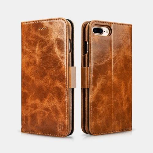 Iphone 7 Plus /8 Plus Etui Oil Wax Leather Détachable 2 En 1 Marron