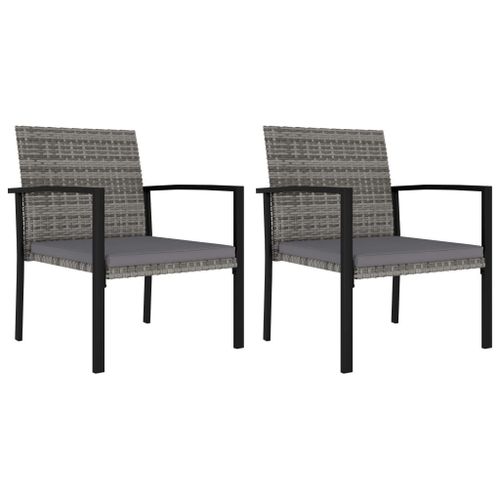 Vidaxl Chaises De Salle À Manger De Jardin 2 Pcs Résine Tressée Gris