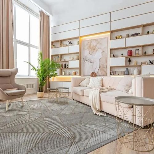 TEXTURA TRIANGLE - Tapis motifs géométriques beige 160x230