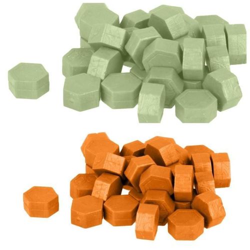 Perles De Cire Hexagonales - Vert Clair + Orange 