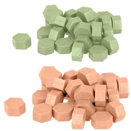 Perles De Cire Hexagonales - Vert Clair + Rose 