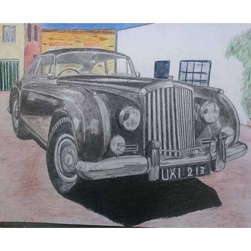 Bentley Continental S. Dessin Original De Jean Baptiste Hubert. 50x40cm. Signé Par L'artiste.