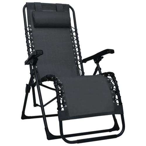 Vidaxl Chaise Pliable De Terrasse Noir Textilène