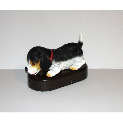 chien de chasse sonore articulé sur support qui aboie avec la chanson des beatles