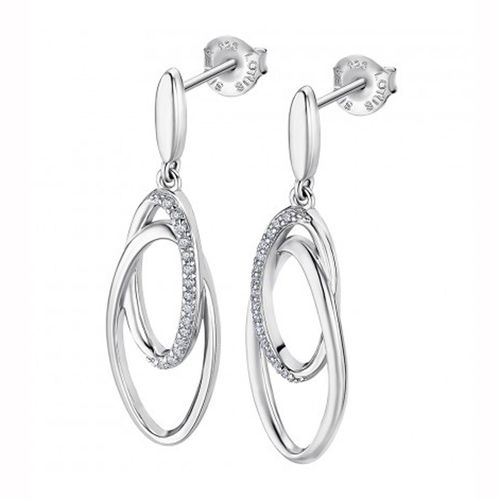 Boucles D'oreilles Lotus Silver Motif Entrelacé Oxydes Blancs