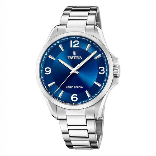 Montre Festina Solaire Acier Cadran Bleu