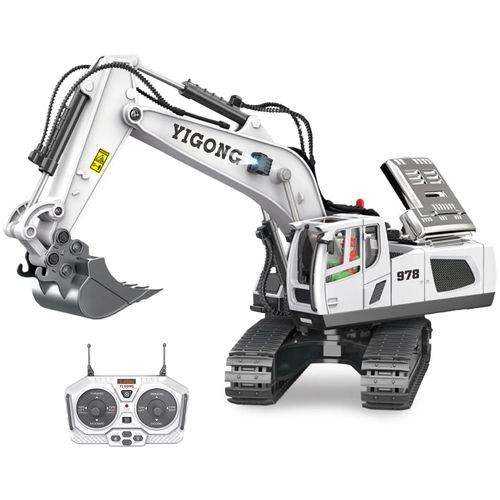 Blanc - Bulldozer Pelleteuse Rc 1:20, Jouet Camion Grue Véhicule Électrique Rtr Enfant, Mini Télécommande Alliage Plastique Ingénierie Voiture Décharge