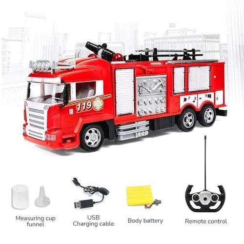 6668 Rouge - Camion De Pompiers Télécommandé Pour Enfants, Jouets Pour Enfants, Grue Mixte, Jet'eau, Ingénierie, Camion De Décharge, Voiture, Cadeau De Noël