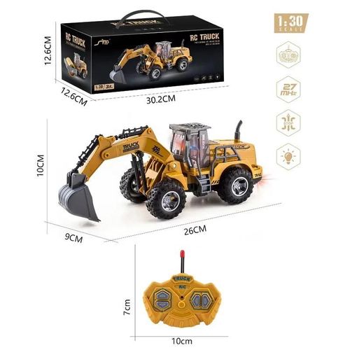 Excavatrice à distance - Camion pelleteuse sur roues télécommandé pour garçon, jouet télécommandé en métal, Bulldozer, véhicules de Construction, 1:30, 6CH 4WD, cadeaux