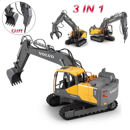 camion pelle - Grande pelle télécommandée 2.4g, camion de Construction 3 en 1, véhicule de pompier, voiture jouet 24 pouces, Bulldozer en alliage électrique pour enfants
