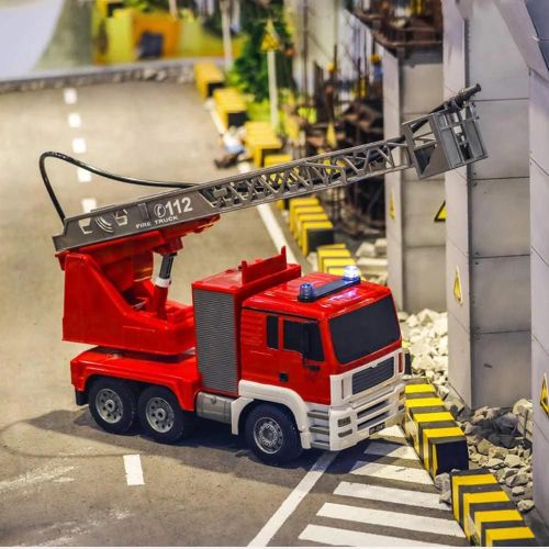 camion de pompier - Grande pelle télécommandée 2.4g, camion de Construction 3 en 1, véhicule de pompier, voiture jouet 24 pouces, Bulldozer en alliage électrique pour enfants