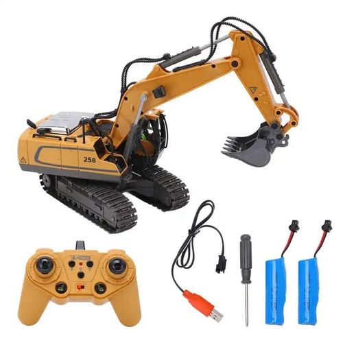Batterie Double - Bulldozer Pelleteuse Rc 1/20, Jouet, Camion, Grue, Véhicule Électrique, Rtr, Mini Télécommande En Alliage, Voiture'ingénierie En Plastique, Cadeau Pour Enfant