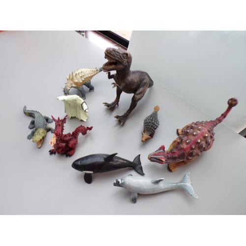 Lot 9 Figurines Papo Bullyland + Divers Dinosaures Dragon Requin Be Vintage