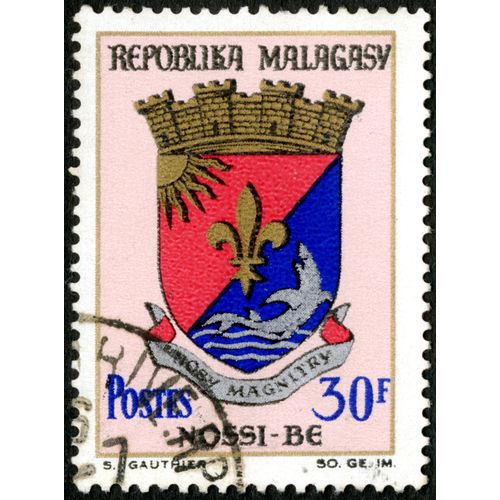 Timbre Oblitéré Repoblica Malagasy,Nosy Magnitry,Nossi-Be,Postes,30f
